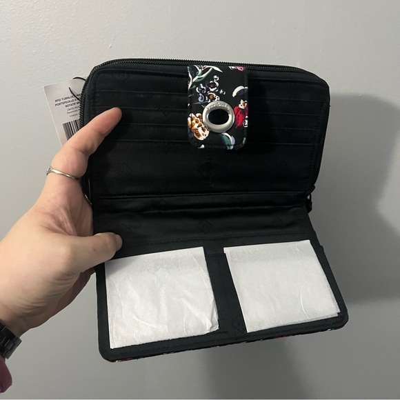 Vera Bradley RFID Turnlock Wallet in perennials noir NWT - Picture 6 of 6